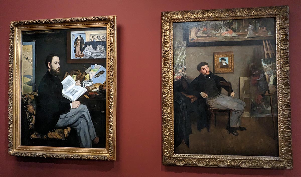 Emile Zola par Edouard Manet, James Tissot par Edgar Degas. Exposition Manet/Degas, musée d'Orsay